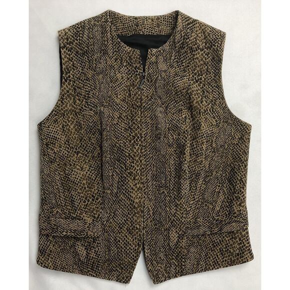 & Other Stories Jackets & Blazers - Elliott Lauren Vest Women Size XSmall Brown Animal Print Zipper Career Work Wear